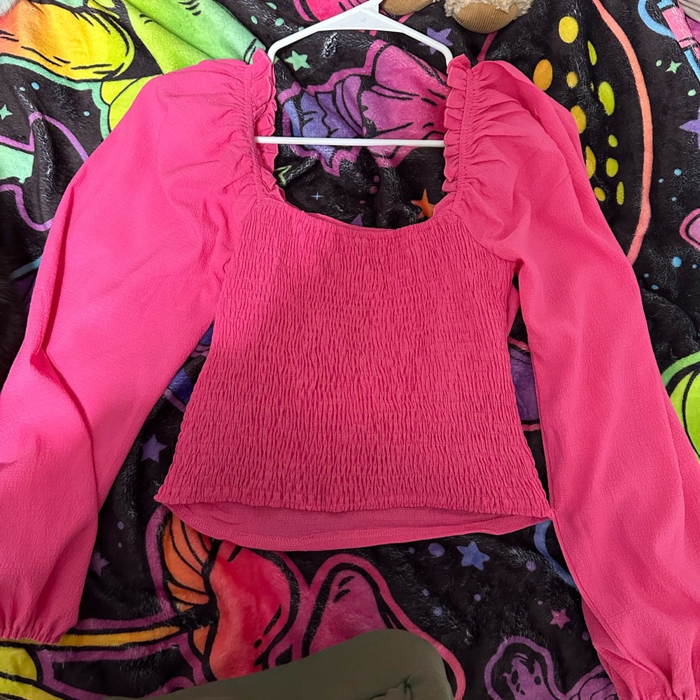 Pink, puffy sleeves, size small